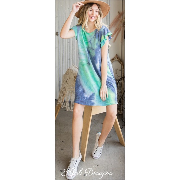 ❤️LAST! Super Soft Tie Dye Flutter Sleeve Dress - Picture 5 of 8